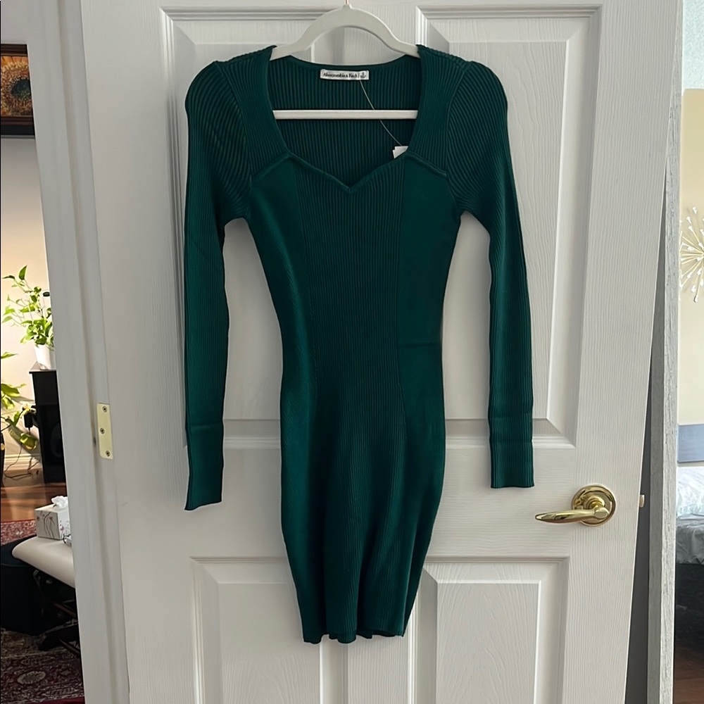 Emerald Green Ribbed Knit Dress